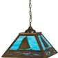 Meyda Lighting Sailboat 22" Antique Copper Pendant Light With Sky Blue and Light Blue Shade Glass