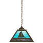 Meyda Lighting Sailboat 22" Antique Copper Pendant Light With Sky Blue and Light Blue Shade Glass