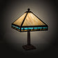 Meyda Lighting Sailboat 23" Craftsman Brown Mission Table Lamp With Blue & Beige Shade Glass
