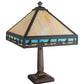 Meyda Lighting Sailboat 23" Craftsman Brown Mission Table Lamp With Blue & Beige Shade Glass