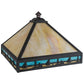Meyda Lighting Sailboat 23" Mission Craftsman Brown Frame With Blue & Beige Shade Glass