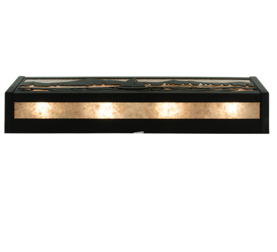 Meyda Lighting Sailboat 24" 4-Light Textured Black Mountain View Vanity Light With Silver Mica Shade Glass