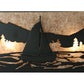 Meyda Lighting Sailboat 24" 4-Light Textured Black Mountain View Vanity Light With Silver Mica Shade Glass