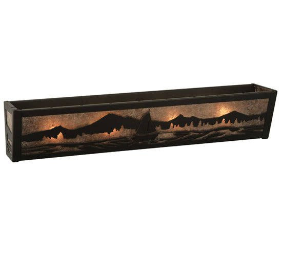 Meyda Lighting Sailboat 30" 4-Light Oil Rubbed Bronze Vanity Light With Silver Mica Shade Glass