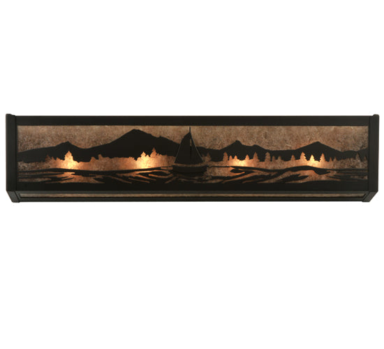 Meyda Lighting Sailboat 30" 4-Light Oil Rubbed Bronze Vanity Light With Silver Mica Shade Glass