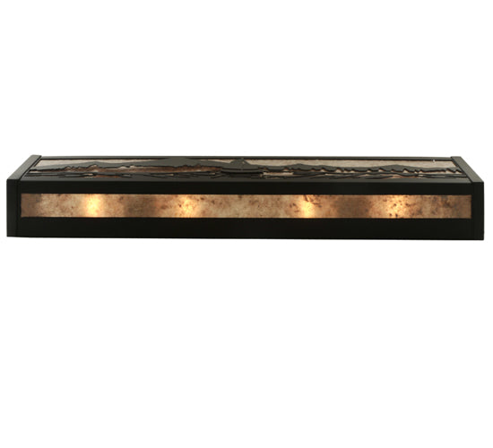 Meyda Lighting Sailboat 30" 4-Light Oil Rubbed Bronze Vanity Light With Silver Mica Shade Glass