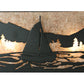 Meyda Lighting Sailboat 30" 4-Light Textured Black Mountain View Vanity Light With Silver Mica Shade Glass