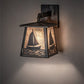 Meyda Lighting Sailboat 7" Industrial Steel Wall Sconce With Silver Mica Shade Glass
