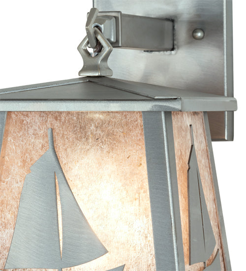 Meyda Lighting Sailboat 7" Industrial Steel Wall Sconce With Silver Mica Shade Glass