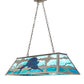 Meyda Lighting Sailfish 48" 6-Light Nickel & Transparent Blue Island Pendant With Green & Blue Shade Glass
