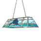 Meyda Lighting Sailfish 48" 6-Light Nickel & Transparent Blue Island Pendant With Green & Blue Shade Glass