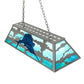Meyda Lighting Sailfish 48" 6-Light Nickel & Transparent Blue Island Pendant With Green & Blue Shade Glass