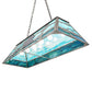 Meyda Lighting Sailfish 48" 6-Light Nickel & Transparent Blue Island Pendant With Green & Blue Shade Glass
