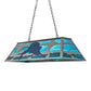 Meyda Lighting Sailfish 48" 6-Light Nickel & Transparent Blue Island Pendant With Green & Blue Shade Glass