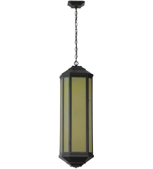 Meyda Lighting Salisbury 11" 4-Light Craftsman Brown Pendant Light With Beige Art Shade Glass
