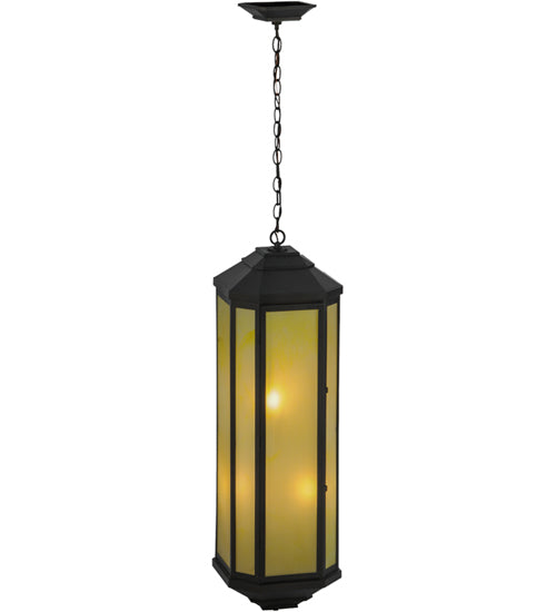 Meyda Lighting Salisbury 11" 4-Light Craftsman Brown Pendant Light With Beige Art Shade Glass