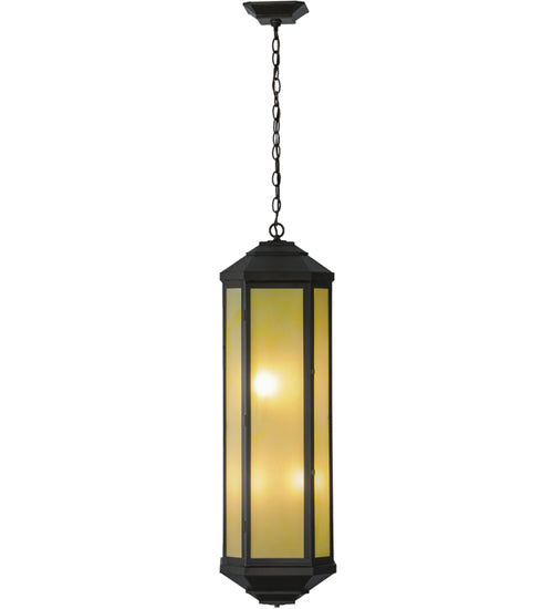 Meyda Lighting Salisbury 11" 4-Light Craftsman Brown Pendant Light With Beige Art Shade Glass