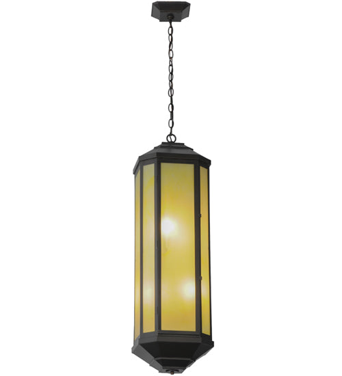 Meyda Lighting Salisbury 11" 4-Light Craftsman Brown Pendant Light With Beige Art Shade Glass