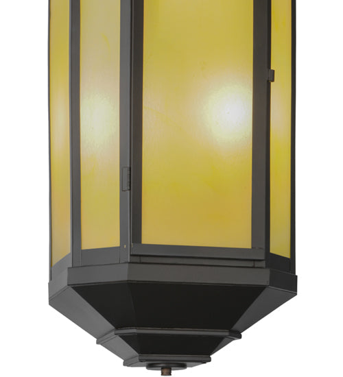 Meyda Lighting Salisbury 11" 4-Light Craftsman Brown Pendant Light With Beige Art Shade Glass