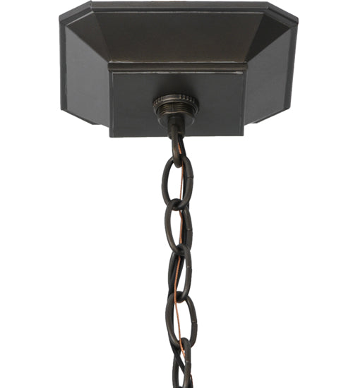 Meyda Lighting Salisbury 11" 4-Light Craftsman Brown Pendant Light With Beige Art Shade Glass