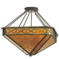 Meyda Lighting Saltire Craftsman 32" 4-Light Antique Copper Inverted Pendant Light With Amber Mica Shade Glass