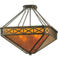 Meyda Lighting Saltire Craftsman 32" 4-Light Antique Copper Inverted Pendant Light With Amber Mica Shade Glass