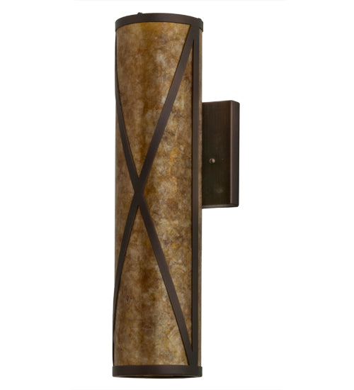 Meyda Lighting Saltire Craftsman 5" 2-Light Mahogany Bronze Wall Sconce With Amber Mica Shade Glass