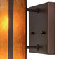 Meyda Lighting Saltire Craftsman 5" 2-Light Mahogany Bronze Wall Sconce With Amber Mica Shade Glass