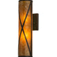 Meyda Lighting Saltire Craftsman 5" 2-Light Mahogany Bronze Wall Sconce With Amber Mica Shade Glass