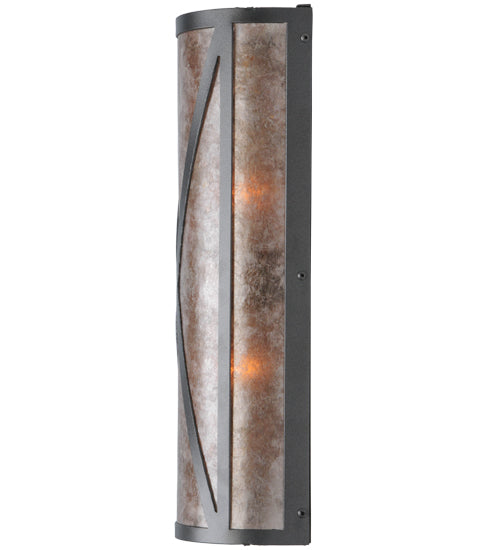 Meyda Lighting Saltire Craftsman 6" 2-Light Pewter Wall Sconce With Silver Mica Shade Glass