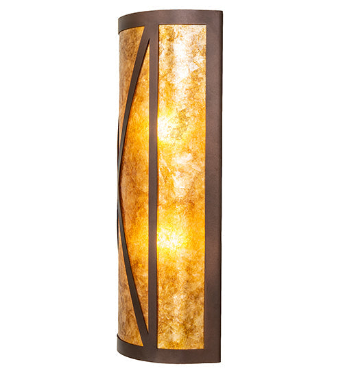 Meyda Lighting Saltire Craftsman 7" 2-Light Mahogany Bronze Wall Sconce With Amber Mica Shade Glass