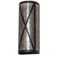 Meyda Lighting Saltire Craftsman 7" 2-Light Textured Black Wall Sconce With Silver Mica Shade Glass