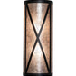 Meyda Lighting Saltire Craftsman 7" 2-Light Textured Black Wall Sconce With Silver Mica Shade Glass