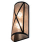 Meyda Lighting Saltire Craftsman 7" 2-Light Textured Black Wall Sconce With Silver Mica Shade Glass