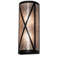 Meyda Lighting Saltire Craftsman 7" 2-Light Textured Black Wall Sconce With Silver Mica Shade Glass