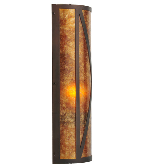 Meyda Lighting Saltire Craftsman 7" Mahogany Bronze Wall Sconce With Amber Mica Shade Glass