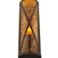 Meyda Lighting Saltire Craftsman 7" Mahogany Bronze Wall Sconce With Amber Mica Shade Glass