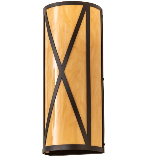 Meyda Lighting Saltire Craftsman 7" Oil Rubbed Bronze Wall Sconce With Beige Tawnyrock Idalight Shade Glass
