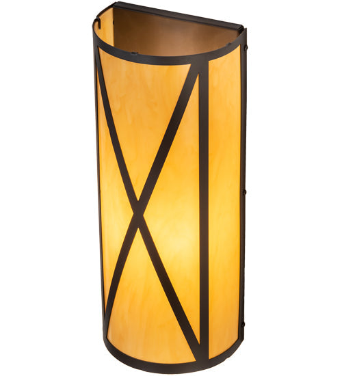 Meyda Lighting Saltire Craftsman 7" Oil Rubbed Bronze Wall Sconce With Beige Tawnyrock Idalight Shade Glass