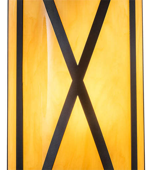 Meyda Lighting Saltire Craftsman 7" Oil Rubbed Bronze Wall Sconce With Beige Tawnyrock Idalight Shade Glass