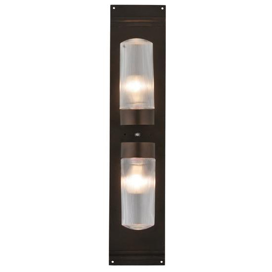 Meyda Lighting Saltire Craftsman 8" 2-Light Mahogany Bronze Wall Sconce With Amber Mica Shade Glass