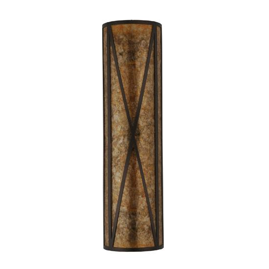 Meyda Lighting Saltire Craftsman 8" 2-Light Mahogany Bronze Wall Sconce With Amber Mica Shade Glass