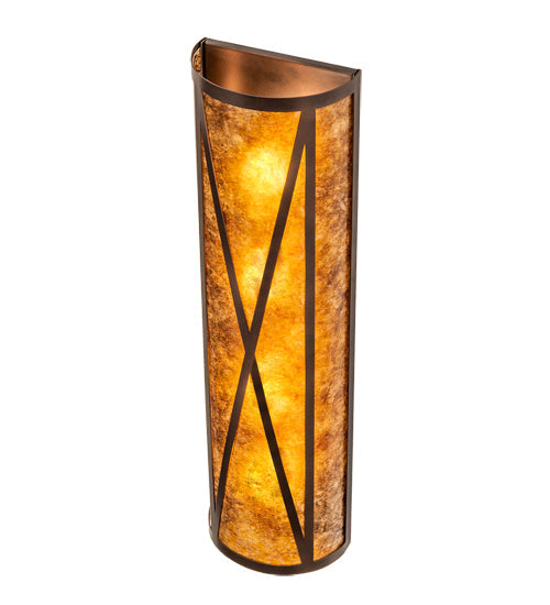 Meyda Lighting Saltire Craftsman 8" 4-Light Mahogany Bronze Wall Sconce With Amber Mica Shade Glass