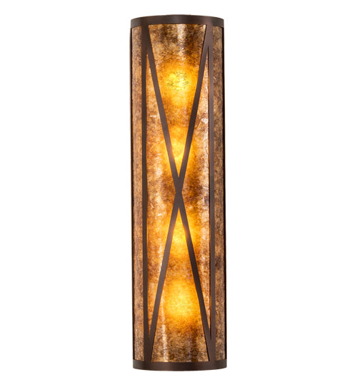 Meyda Lighting Saltire Craftsman 8" 4-Light Mahogany Bronze Wall Sconce With Amber Mica Shade Glass