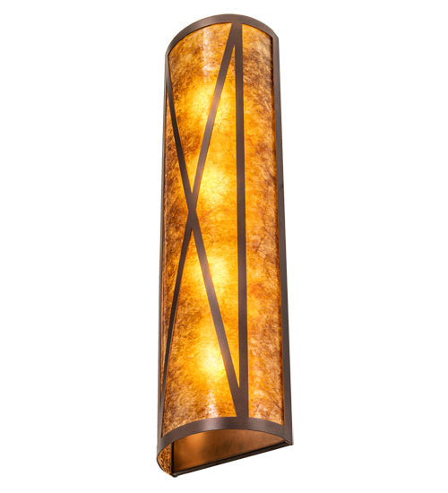 Meyda Lighting Saltire Craftsman 8" 4-Light Mahogany Bronze Wall Sconce With Amber Mica Shade Glass