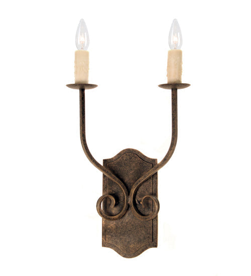 Meyda Lighting Samuel 14" 2-Light Antiquity Wall Sconce With Ivory Faux Candlelight