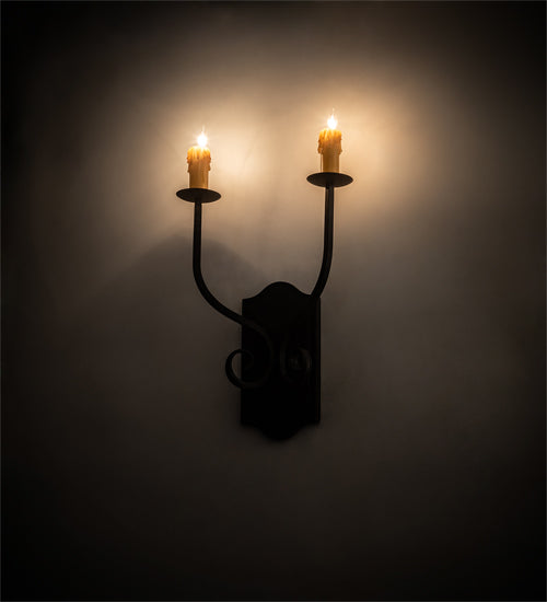 Meyda Lighting Samuel 14" 2-Light Coffee Bean Wall Sconce With Ivory Faux Candlelight