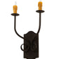 Meyda Lighting Samuel 14" 2-Light Coffee Bean Wall Sconce With Ivory Faux Candlelight