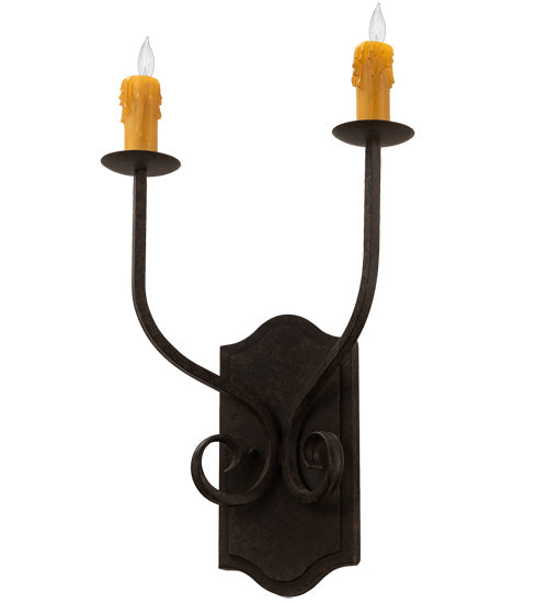 Meyda Lighting Samuel 14" 2-Light Coffee Bean Wall Sconce With Ivory Faux Candlelight
