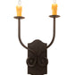 Meyda Lighting Samuel 14" 2-Light Coffee Bean Wall Sconce With Ivory Faux Candlelight